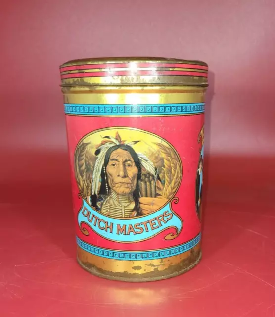 Vintage Dutch Masters 25 Panetelas Cigar Tin Native American motif