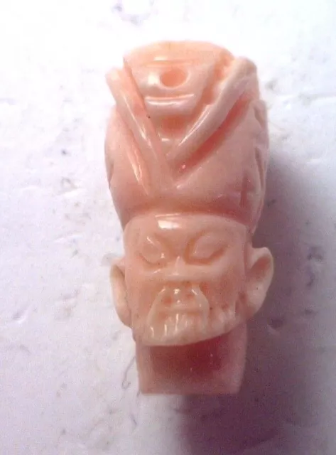 NOS Antique Genuine Undyed Coral Warrior Emperor Asian  Stone Drilled #OK74