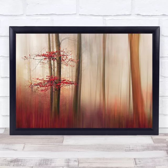 Red Leaves Autumn Fall Leaves Denmark Forest Blur Tree Trees Wall Art Print