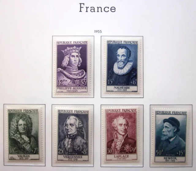 Série timbres personnages France neufs 1955 ** - Luxe - Forte cote