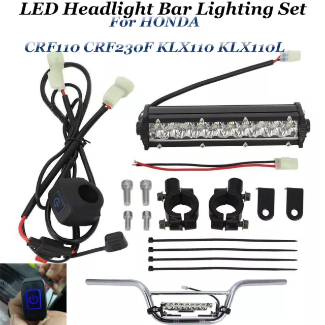 LED Headlight Bar Lighting Set For HONDA CRF110 CRF230F KLX110 KLX110L TTR110