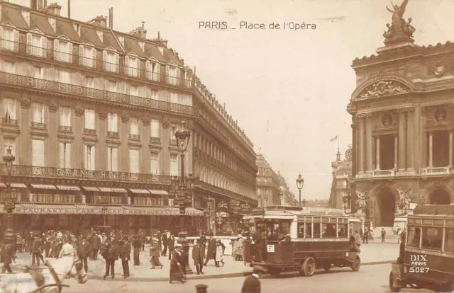 Cpa 75 Paris Place De L'opera Bus