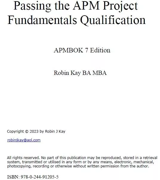 Passing the APM Project Fundamentals Qualification (PFQ) Sent as PDF