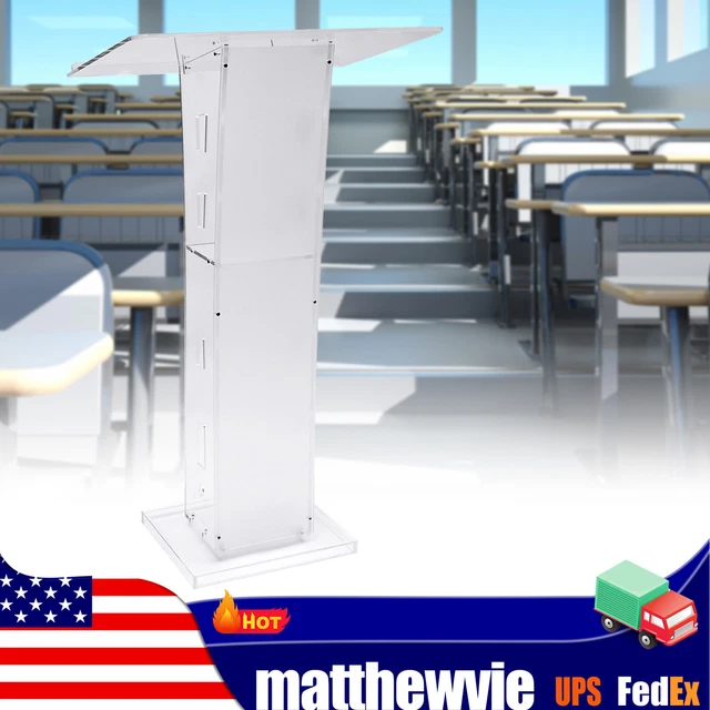 Acrylic Clear Podium Plexiglass Pulpit School Conference Church Curve Lectern EB