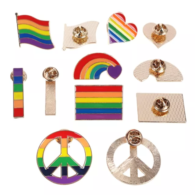 Regenbogen Anstecker Set | LGBT Pin | 12 Stück | Pride Fahne Metallanstecker 2