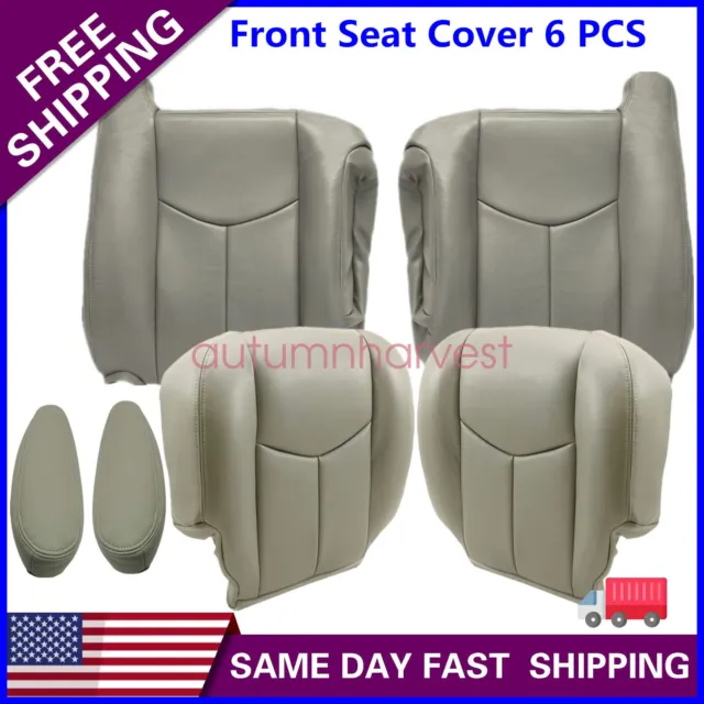 For 2003-2006 Chevy Avalanche Tahoe Front Leather Bottom & Back Seat Cover Gray