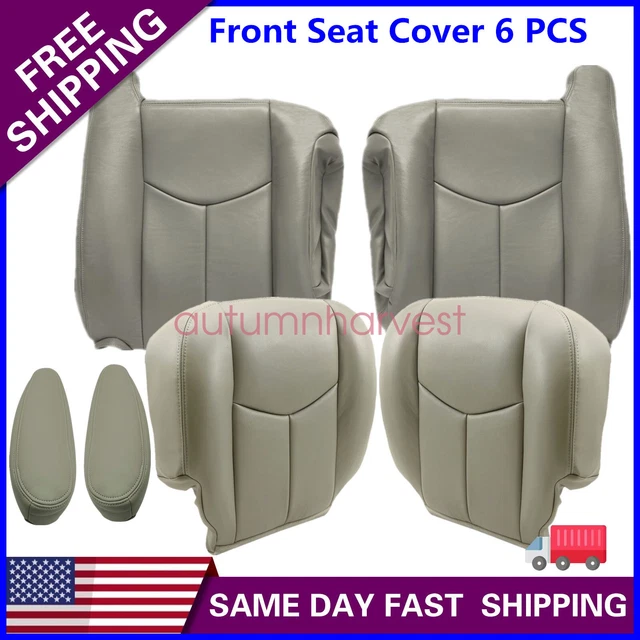 For 2003-2006 Chevy Avalanche Tahoe Front Leather Bottom & Back Seat Cover Gray