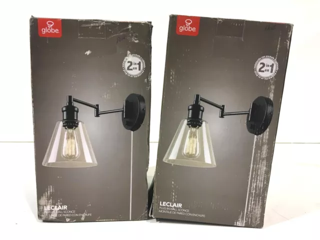 LOT OF 2 Globe Electric LeClair 1Light Dark Bronze Plug-In/ Hardwire Wall Sconce