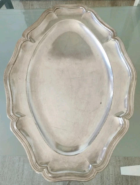 Plat Ovale En Métal Argenté, Orfèvre GM, 40.5 Cm, Fabriqué En France, Occasion