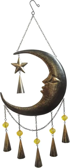 Comfy Hour SpringIs Here Metal Art Decorative Moon-Face Star Windchime Hanging