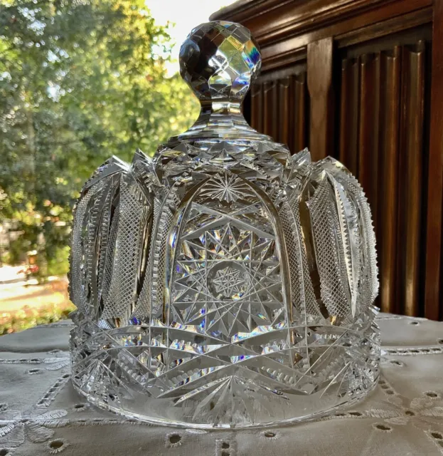 Higgins & Seiter American Brilliant Cut Glass Webster Butter Cheese Dome Lid