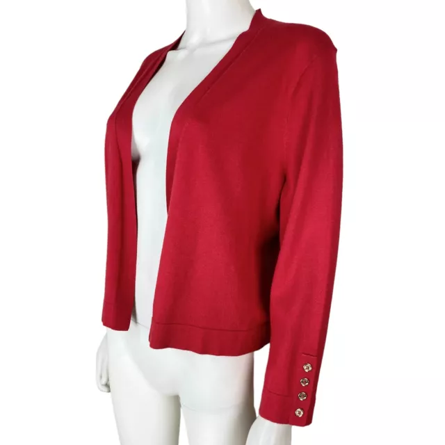 Tommy Hilfiger  Cardigan Size XL Cropped Open Front Sleeve Button Red Sweater