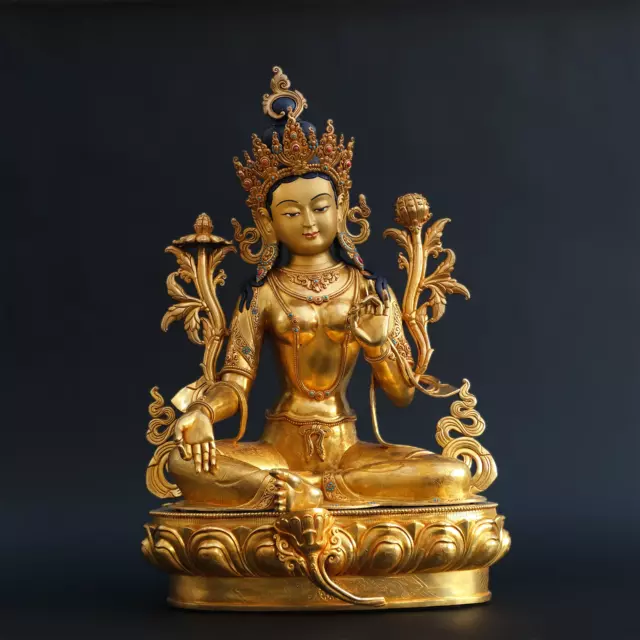 Tara Figur grüne Tara (72cm) Figur Gold "feine Qualität" Buddha Nepalbuddha