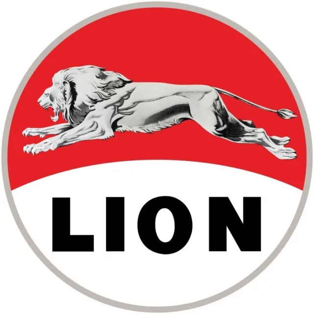 Lion Gasoline NEW Metal Sign: 14" Dia. Steel Round Style