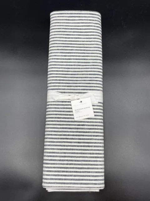 Pottery Barn Wheaton Stripe Table Runner 18 x 108 Navy / White New With Tags