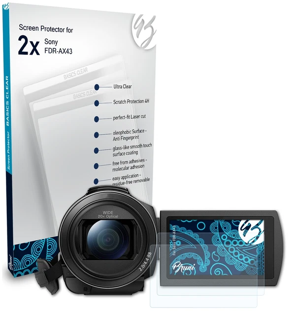 Protection Écran Verre Trempé AtFoliX Pour Sony FDR-AX43 - 9H Anti-Rayures - Anti-Empreintes - Facile à Poser