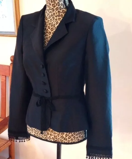 Kay Unger New York 100%Silk Jacket Size:8 Color:Black 3