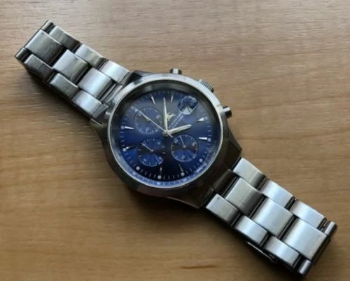 Burberry Black Label Chronograph Blue Dial Rare Men's Watch Shipped from Japan