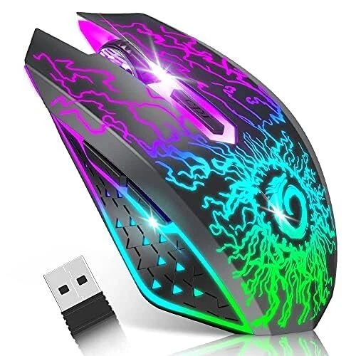 Version Tech. Souris sans fil pour jeux souris d'ordinateur rechargeable Clic...