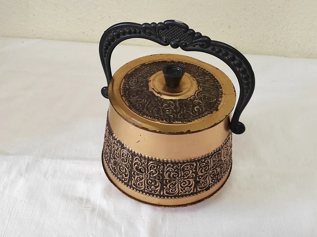 Ancien Chaudron Marmite Cuivre Martelé 25 Cm Anse Fer Forgé Cheminée
