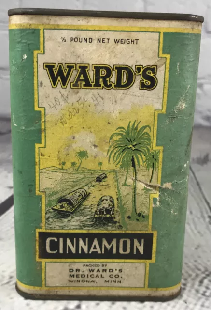 Vintage Ward’s Cinnamon Spice 1/2 Lb Tin Dr Wards Medical Co Winona MN