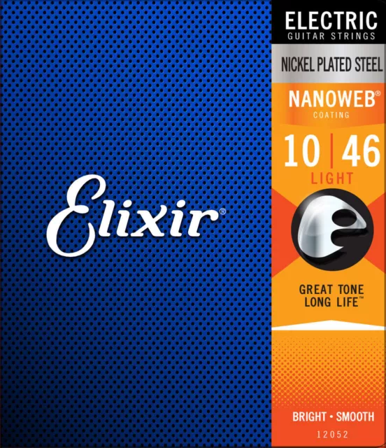 12052 Strings Electric Guitar Strings NANOWEB Coating, Light (.010-.046) Elixir