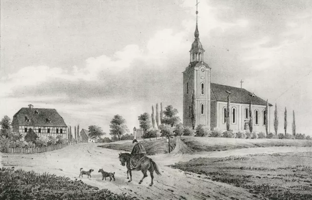 SEIFERSBACH - Ansicht mit Kirche- Sachsens Kirchen-Galerie - Lithographie 1843