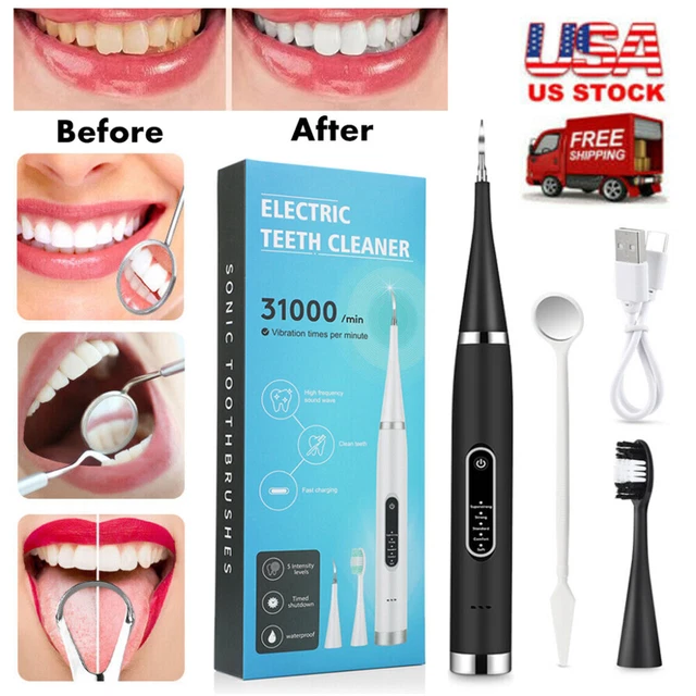 5 Speeds Dental Tooth Cleaner Powerful Ultrasonic Plaque Remover for Teeth & USB