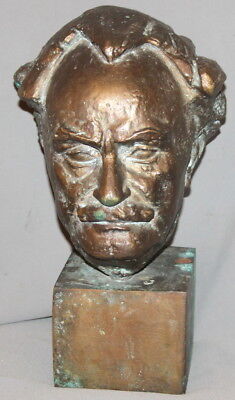 Vintage Solid Bronze Art Work Male Head Sculpture Georgi Dimitrov