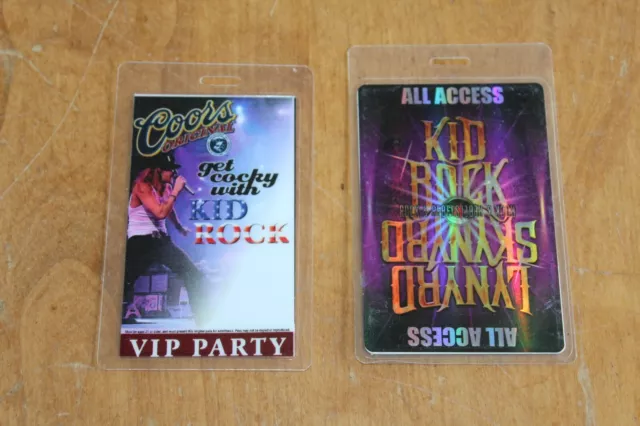 Kid Rock  Lynyrd Skynyrd - 2 x LAMINATED Backstage Pass  - FREE SHIPPING