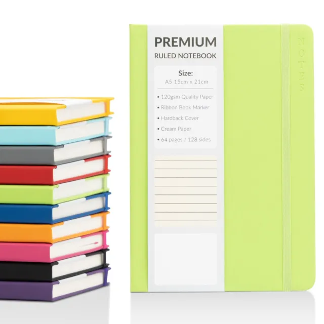 A5 Hardback Lined Notebook Ruled Notepad Notes Diary Journal Premium Book