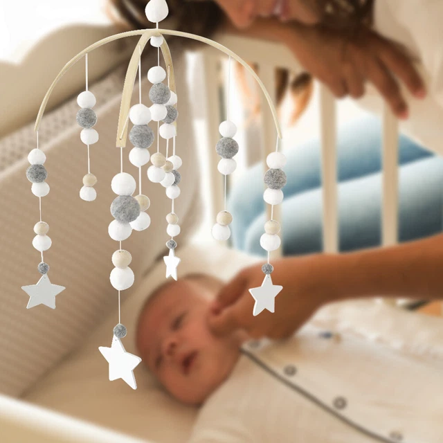 Nordic Style Nursery Baby Crib Lightweight Wooden Wind Chime Bed Bell Bedroom