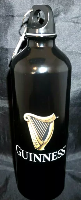 Guinness Bier Trinkflasche schwarz Desing Edelstahl weiß Sport Karabiner NEU OVP