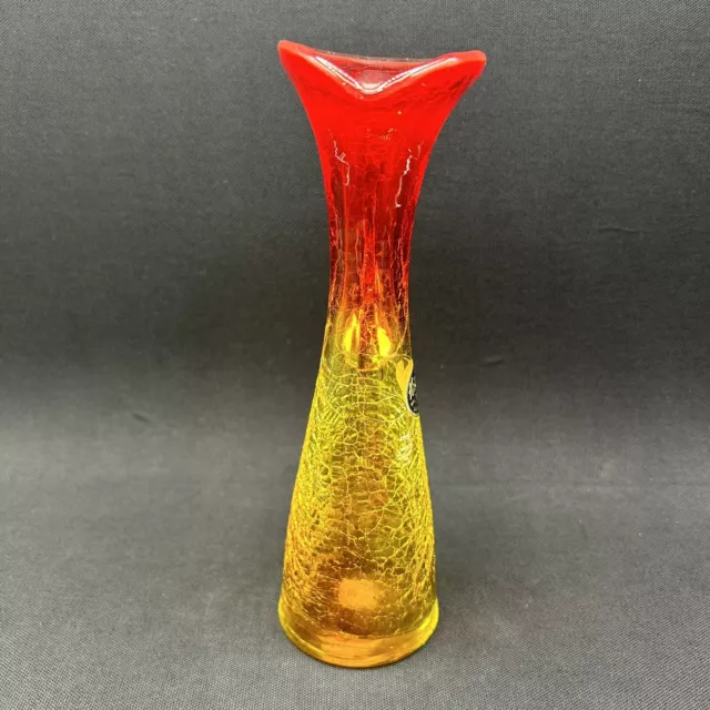 Kanawha Hand Crafted Glassware Amberina Crackle Glass Pitcher GLOWS 8” 3