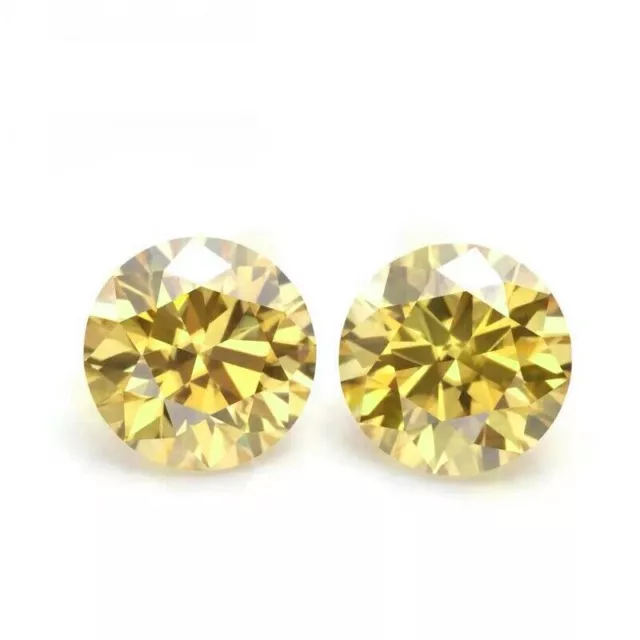 Naturel Moissanite Diamant Jaune Coupe Ronde VVS1 Diamant Lâche avec Certificat 2