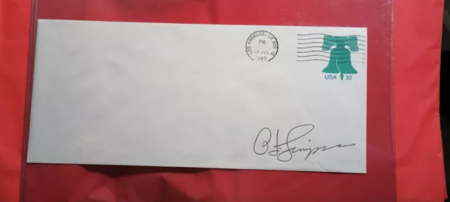 O.J. Simpson Autographed Envelope  postmark / July 22 1995 (Beckett)