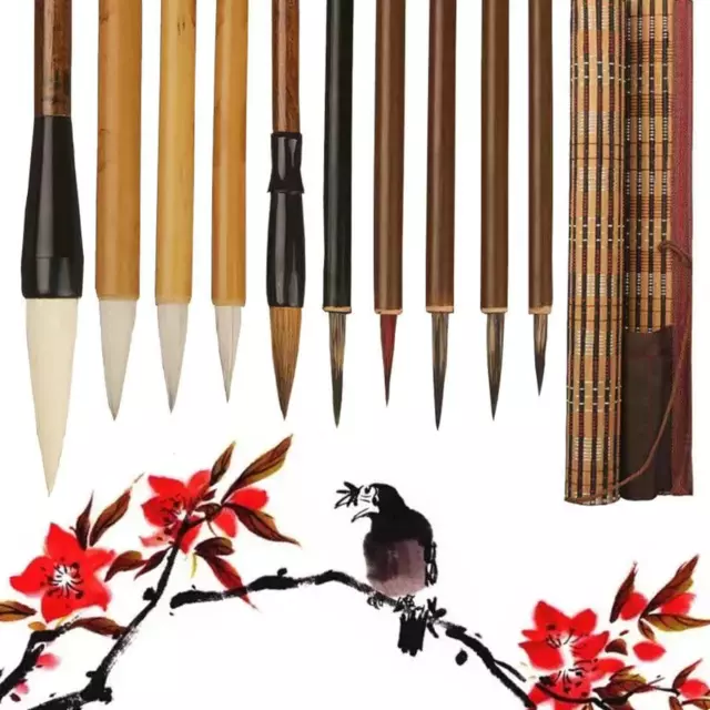 10Pcs Pennello per Calligrafia Cinese Kanji Giapponese Sumi Drawing Brush, Quali