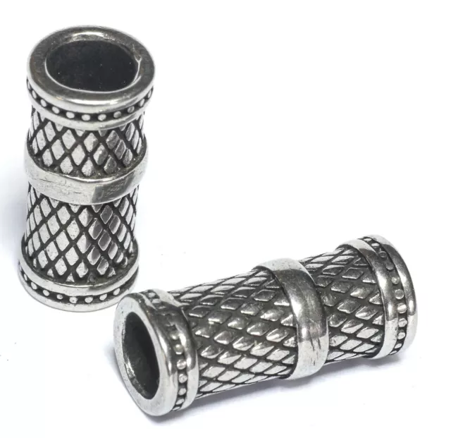 2 x Bart Perle Bartperle Loch 6mm Bartschmuck Edelstahl Gitter + 50 Bartgummis