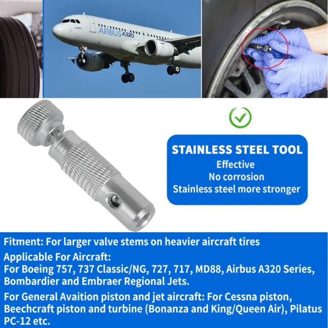 968RB Larger Valve Stems Tool Aircraft Tires Boeing Jet Aircraft Bombardier Airb