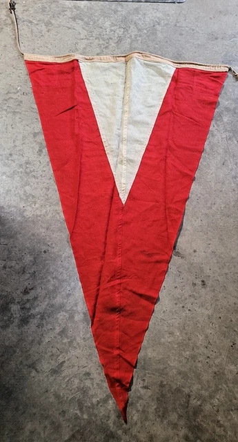 U.S. Navy Signal Flag Triangular Pennant Red White USN Cavite Philippines c.1903