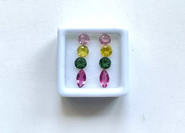 3.70 carats mix matched tourmaline pair, mix color tourmaline marquise and round