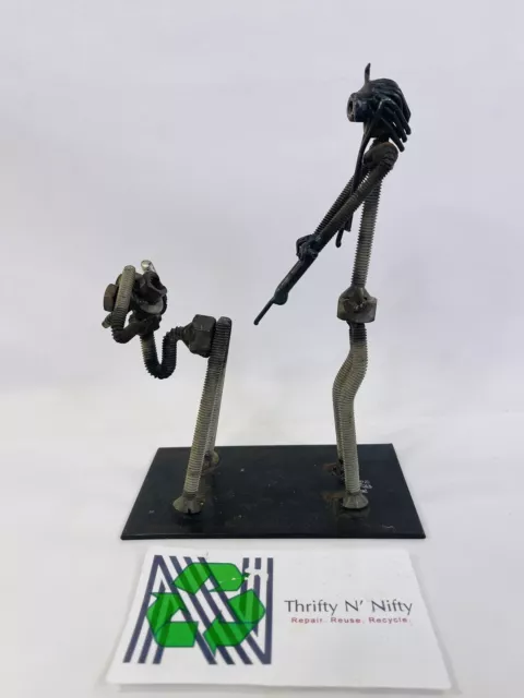 Scrap Metal Art Sculpture robots metal humans cyborg adult figure 1971 signed