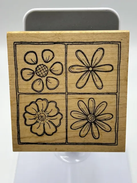 Wood Mounted Rubber Stamp Print. Flowers Card Making, Decoupage Crafts.