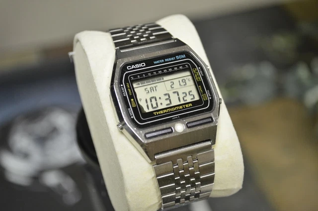 CASIO TS-2000 STAINLESS Steel Digital Thermometer Watch Rare