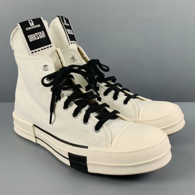 CONVERSE Taille 10 Blanc Noir Montante Toile Baskets