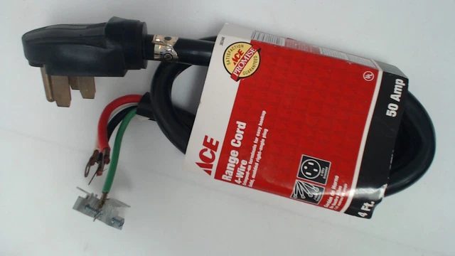 Ace Hardware Dryer Range Cord 250V 4 wire 4' LONG 50AMP Crimped on terminals NEW