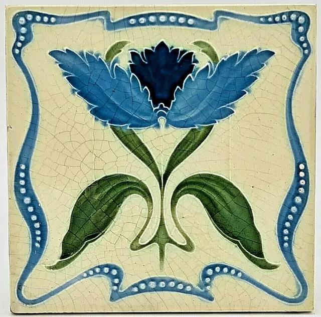 Art Nouveau Fireplace Majolica Tile New Birch Tile Co C1904 AE7