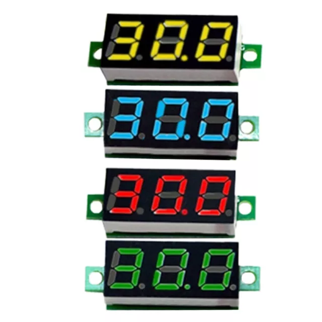 Compact 3 Wire LED Voltage Meter DC0 100V with Reverse Connection Protection