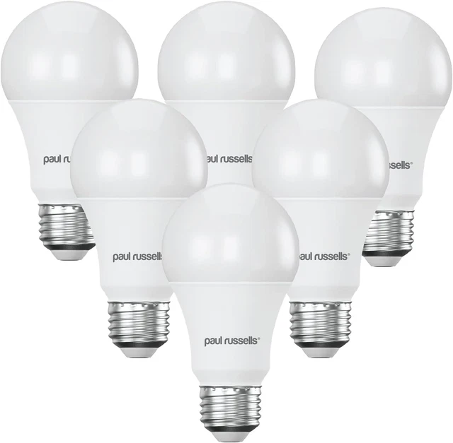 Paul Russells E27 Edison Schraube LED Glühbirnen - Packung mit 6-9 W 60 W Äquivalent 806LM A60