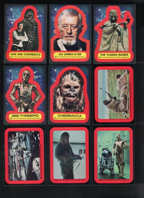 1977 Topps Star Wars Series 2 (Red) 11-Card Sticker Set (12-22) Nm/Mint